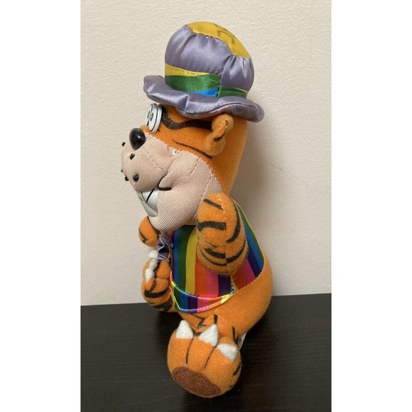 Play By Play 1997 Grinning Tiger Rainbow Shirt Plush Stuffed Animal Toy Vintage - Picture 3 of 10